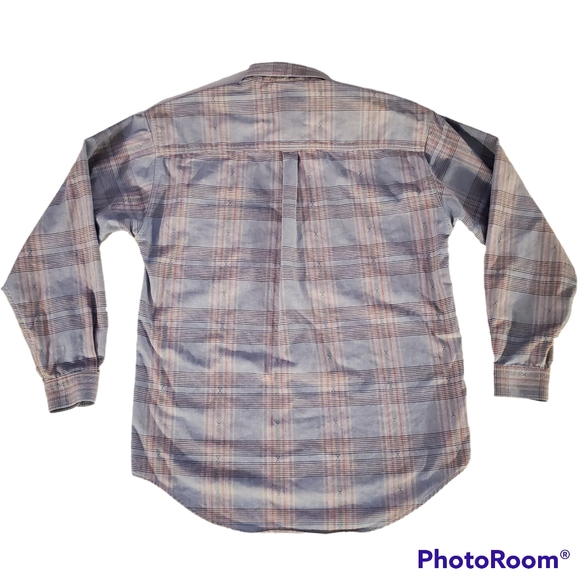 Vintage Levi's Button Down Shirt Size M Blue 90's Plaid Striped Western - Picture 2 of 5